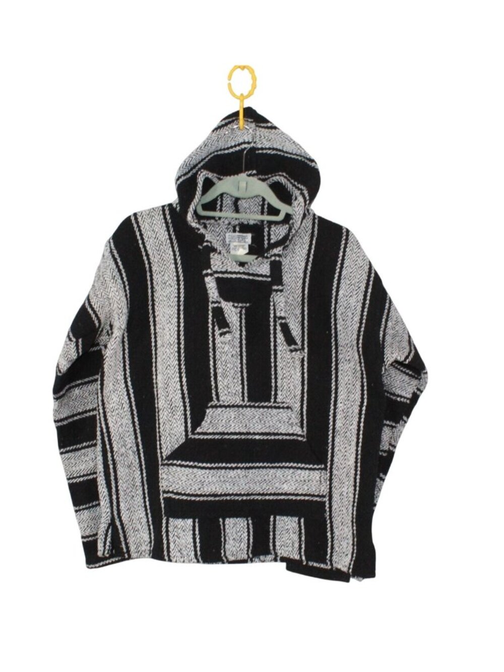 Mexicali Blues Baja Hoodie Pullover Black White Striped Hooded Sweater Size S